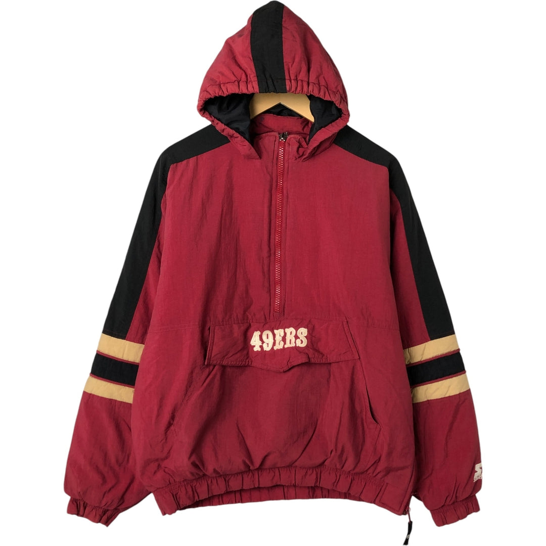90'S Starter NFL Padded Puffer Jacket Anorak Parka, Men's XL Nylon burgundy type Vintage Second Hand