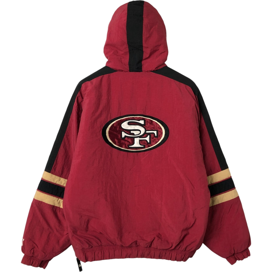90'S Starter NFL Padded Puffer Jacket Anorak Parka, Men's XL Nylon burgundy type Vintage Second Hand