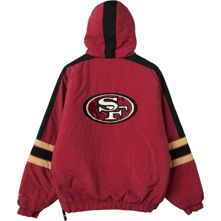 90'S Starter NFL Padded Puffer Jacket Anorak Parka, Men's XL Nylon burgundy type Vintage Second Hand