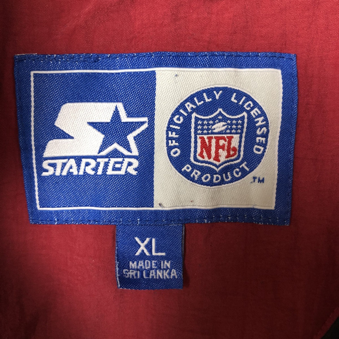 90'S Starter NFL Padded Puffer Jacket Anorak Parka, Men's XL Nylon burgundy type Vintage Second Hand