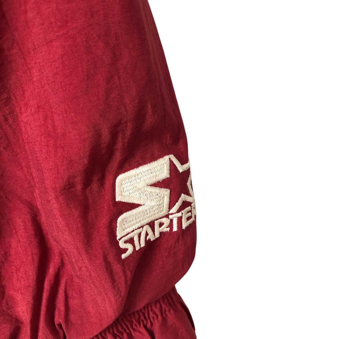 90'S Starter NFL Padded Puffer Jacket Anorak Parka, Men's XL Nylon burgundy type Vintage Second Hand