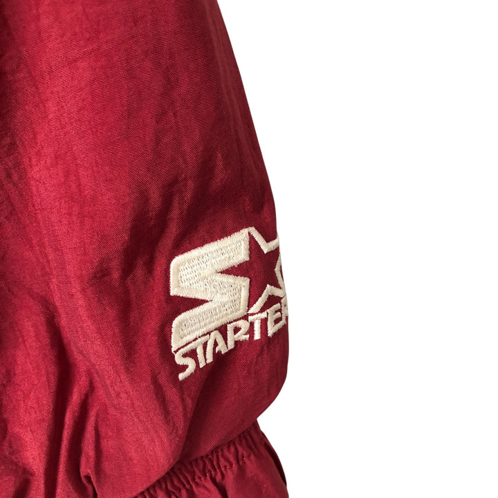 90'S Starter NFL Padded Puffer Jacket Anorak Parka, Men's XL Nylon burgundy type Vintage Second Hand