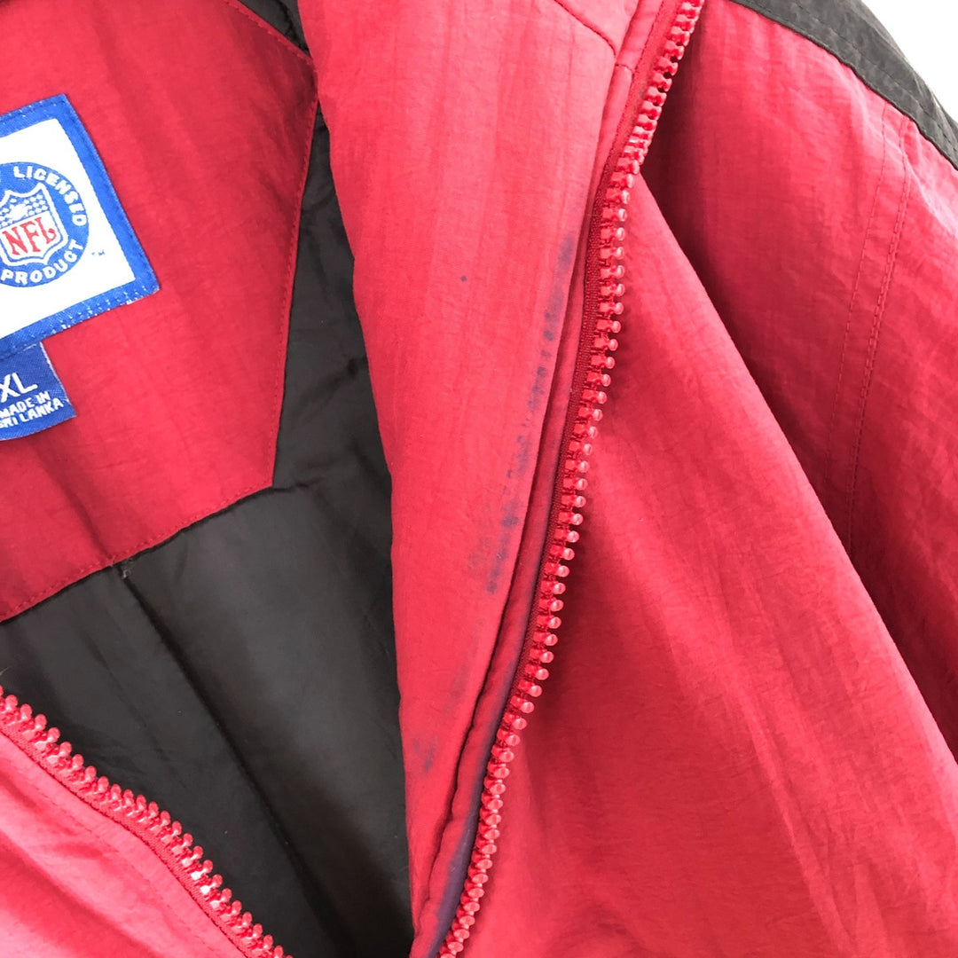 90'S Starter NFL Padded Puffer Jacket Anorak Parka, Men's XL Nylon burgundy type Vintage Second Hand