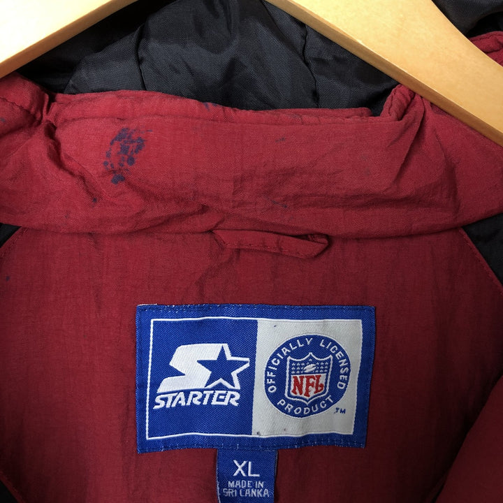 90'S Starter NFL Padded Puffer Jacket Anorak Parka, Men's XL Nylon burgundy type Vintage Second Hand