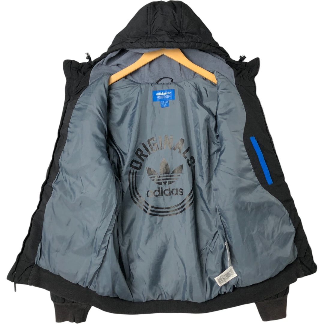 adidas Originals Originals Padded Hoodie Puffer Jacket, Men's Size Medium polyester black type Vintage Second Hand