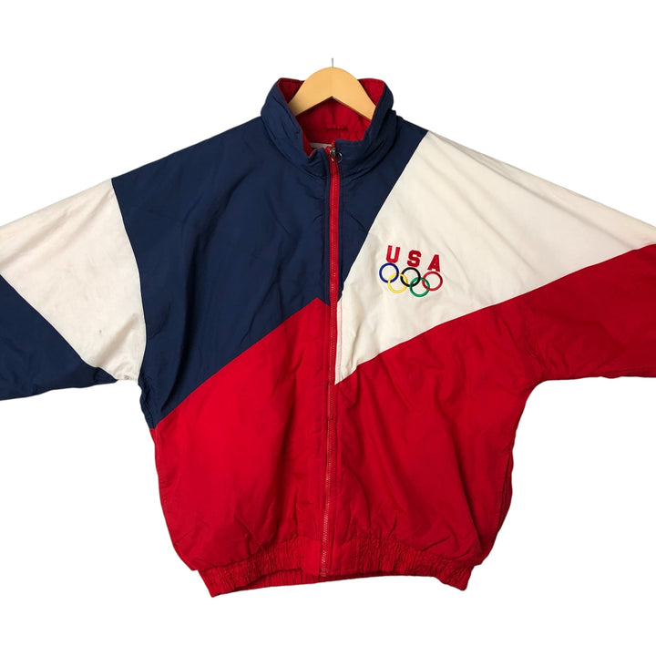 90'S Starter USA Olympic Team Padded Puffer Jacket, Men's XL, Vintage Nylon red type Vintage Second Hand