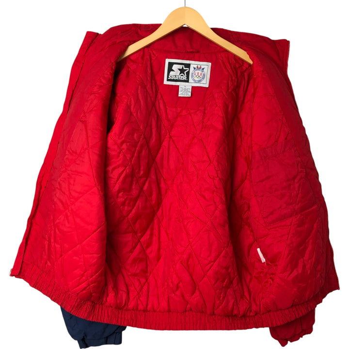 90'S Starter USA Olympic Team Padded Puffer Jacket, Men's XL, Vintage Nylon red type Vintage Second Hand