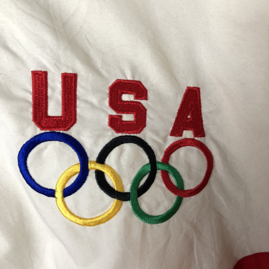 90'S Starter USA Olympic Team Padded Puffer Jacket, Men's XL, Vintage Nylon red type Vintage Second Hand