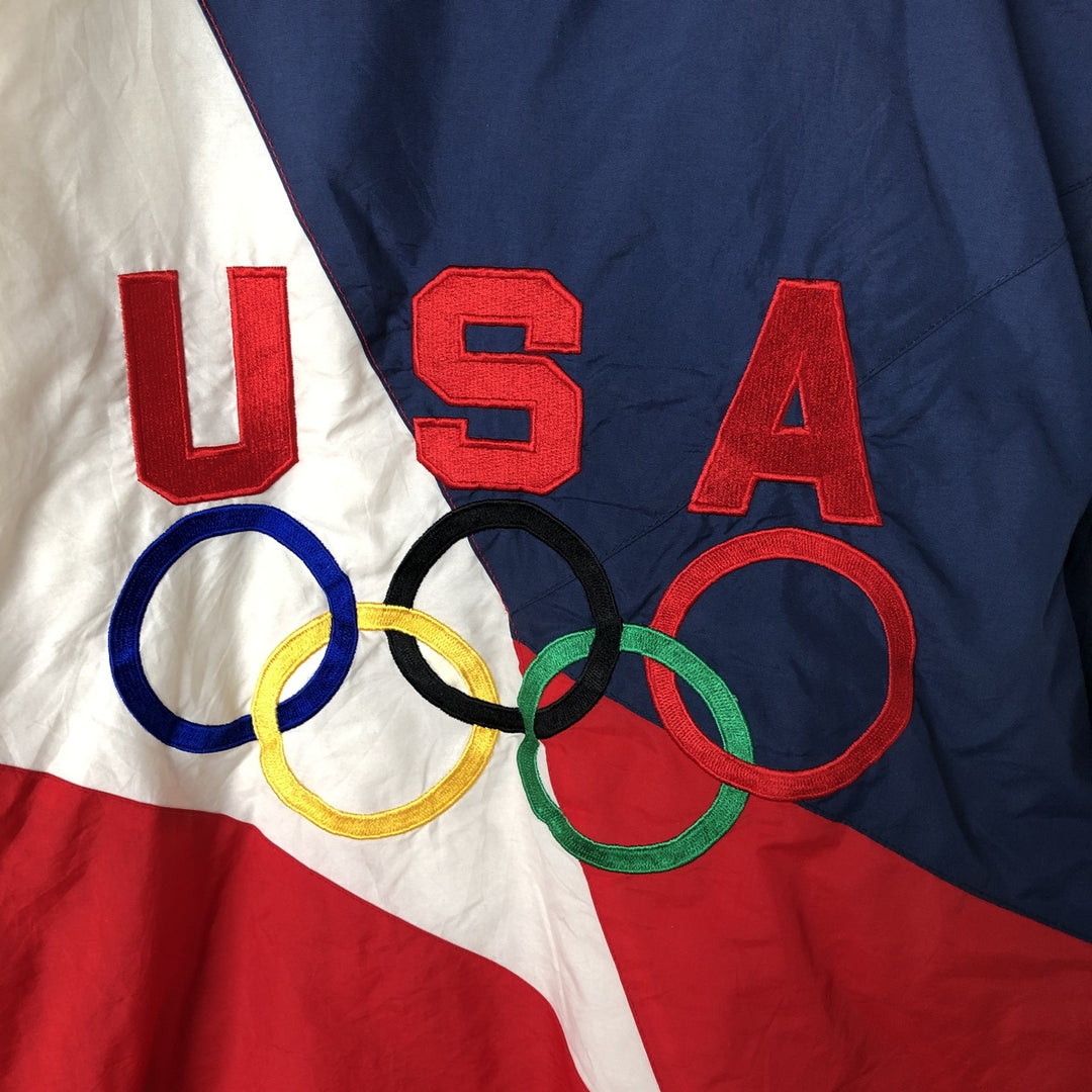 90'S Starter USA Olympic Team Padded Puffer Jacket, Men's XL, Vintage Nylon red type Vintage Second Hand