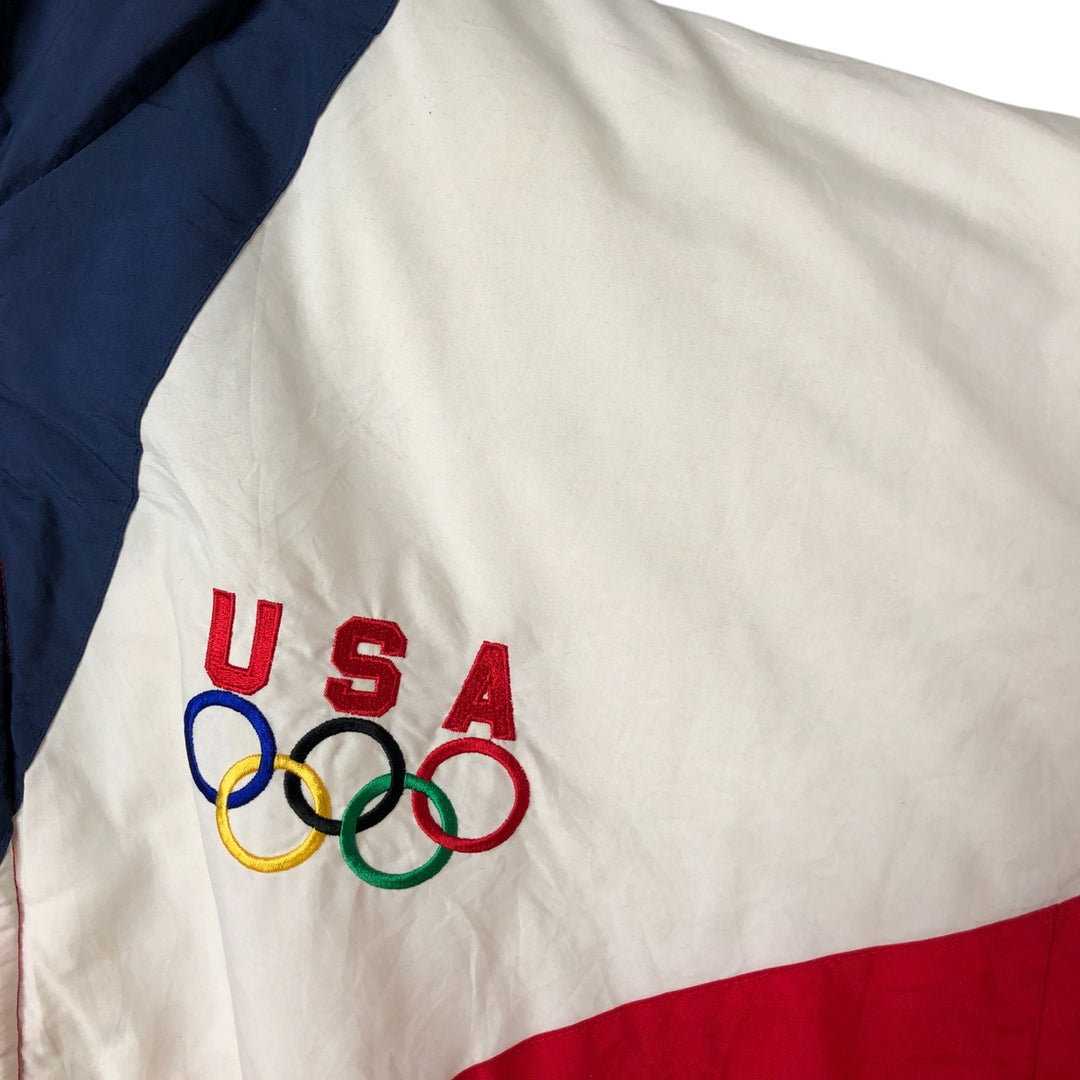 90'S Starter USA Olympic Team Padded Puffer Jacket, Men's XL, Vintage Nylon red type Vintage Second Hand