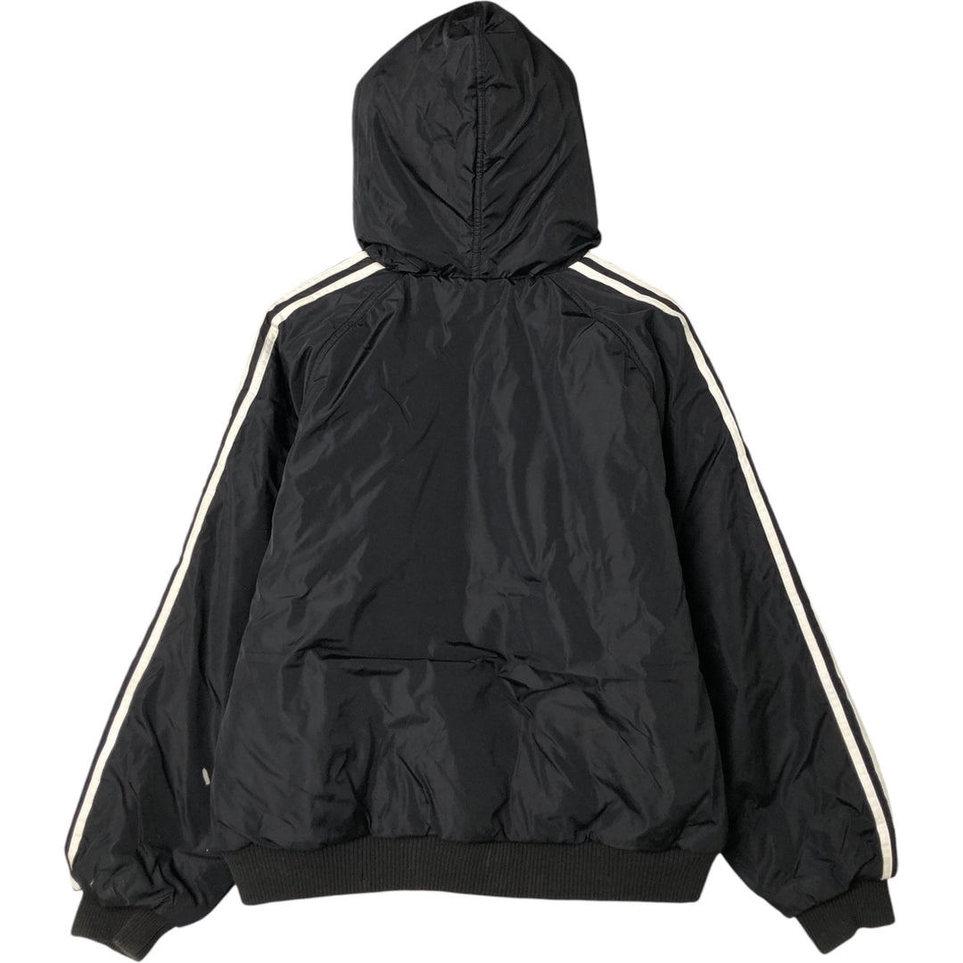 Vintage 90'S adidas reversible back logo padded hoodie/puffer jacket, size M, men's unclear black type Vintage Second Hand