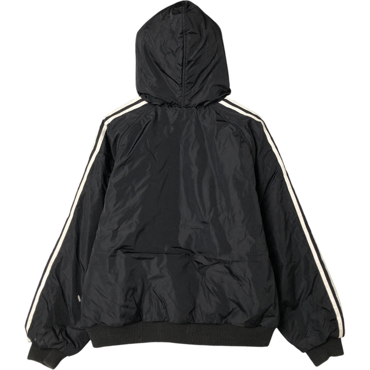 Vintage 90'S adidas reversible back logo padded hoodie/puffer jacket, size M, men's unclear black type Vintage Second Hand