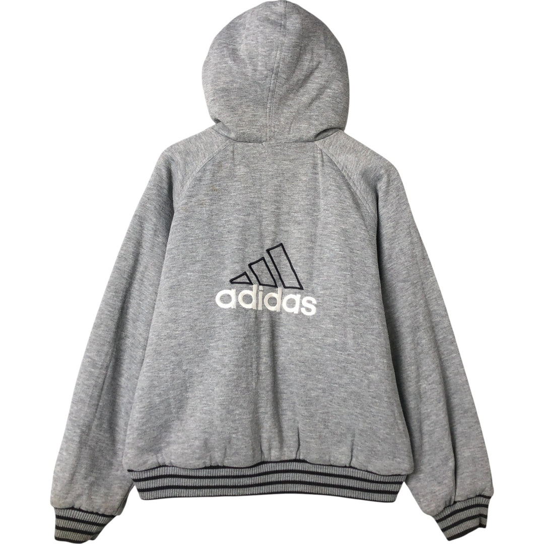 Vintage 90'S adidas reversible back logo padded hoodie/puffer jacket, size M, men's unclear black type Vintage Second Hand