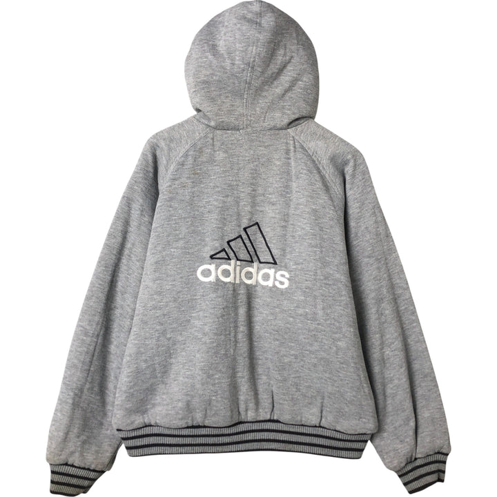 Vintage 90'S adidas reversible back logo padded hoodie/puffer jacket, size M, men's unclear black type Vintage Second Hand