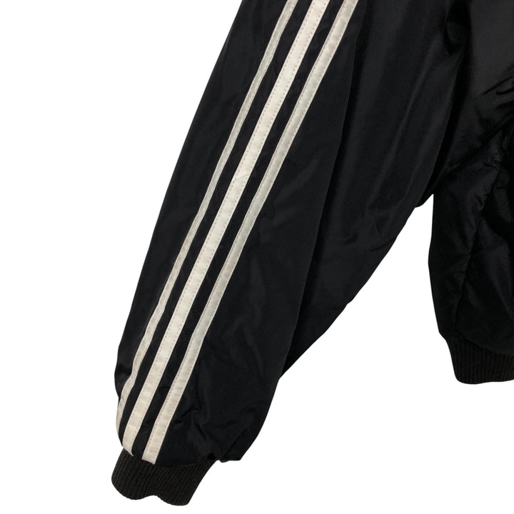 Vintage 90'S adidas reversible back logo padded hoodie/puffer jacket, size M, men's unclear black type Vintage Second Hand
