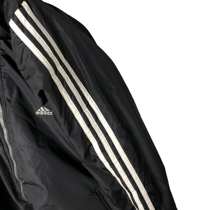 Vintage 90'S adidas reversible back logo padded hoodie/puffer jacket, size M, men's unclear black type Vintage Second Hand