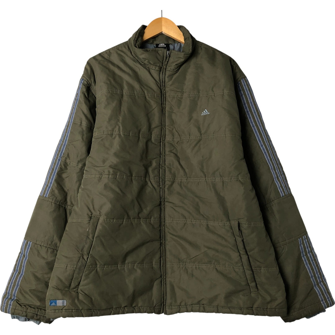 2000'S Adidas padded puffer jacket, men's size XL polyester Khaki type Vintage Second Hand