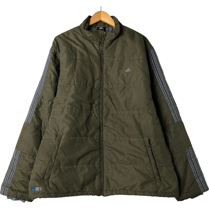 2000'S Adidas padded puffer jacket, men's size XL polyester Khaki type Vintage Second Hand