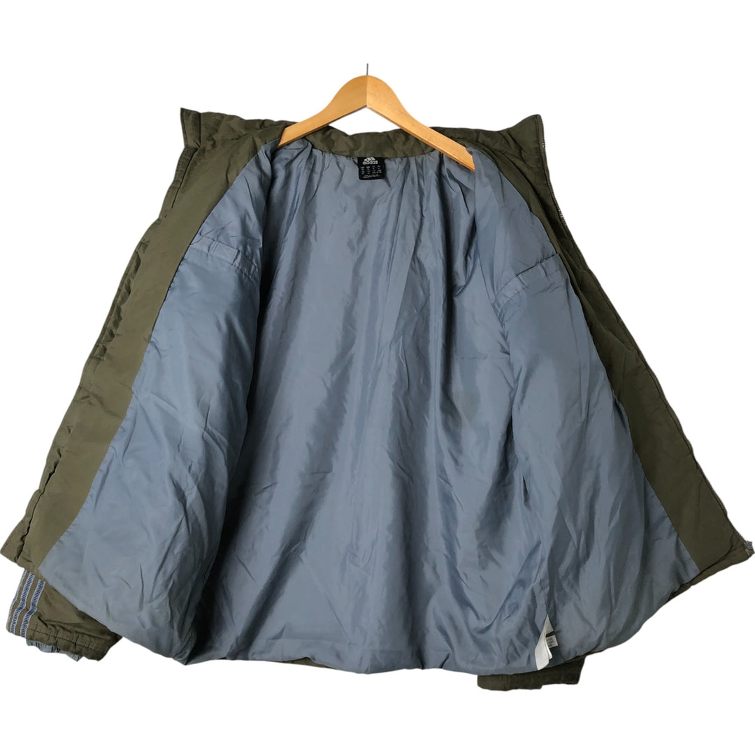 2000'S Adidas padded puffer jacket, men's size XL polyester Khaki type Vintage Second Hand