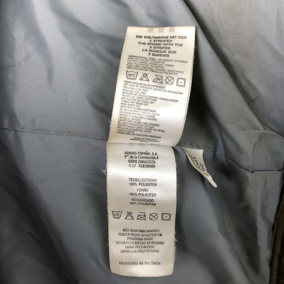 2000'S Adidas padded puffer jacket, men's size XL polyester Khaki type Vintage Second Hand