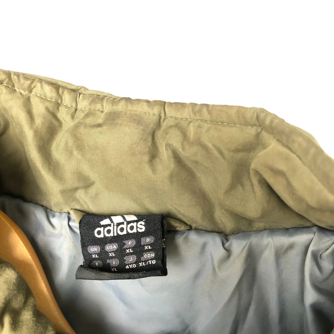 2000'S Adidas padded puffer jacket, men's size XL polyester Khaki type Vintage Second Hand