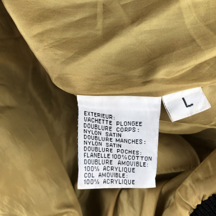 A-2 type leather flight jacket, men's size L Genuine Leather Cowhide black type Vintage Second Hand