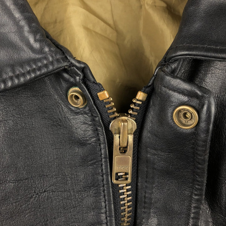 A-2 type leather flight jacket, men's size L Genuine Leather Cowhide black type Vintage Second Hand