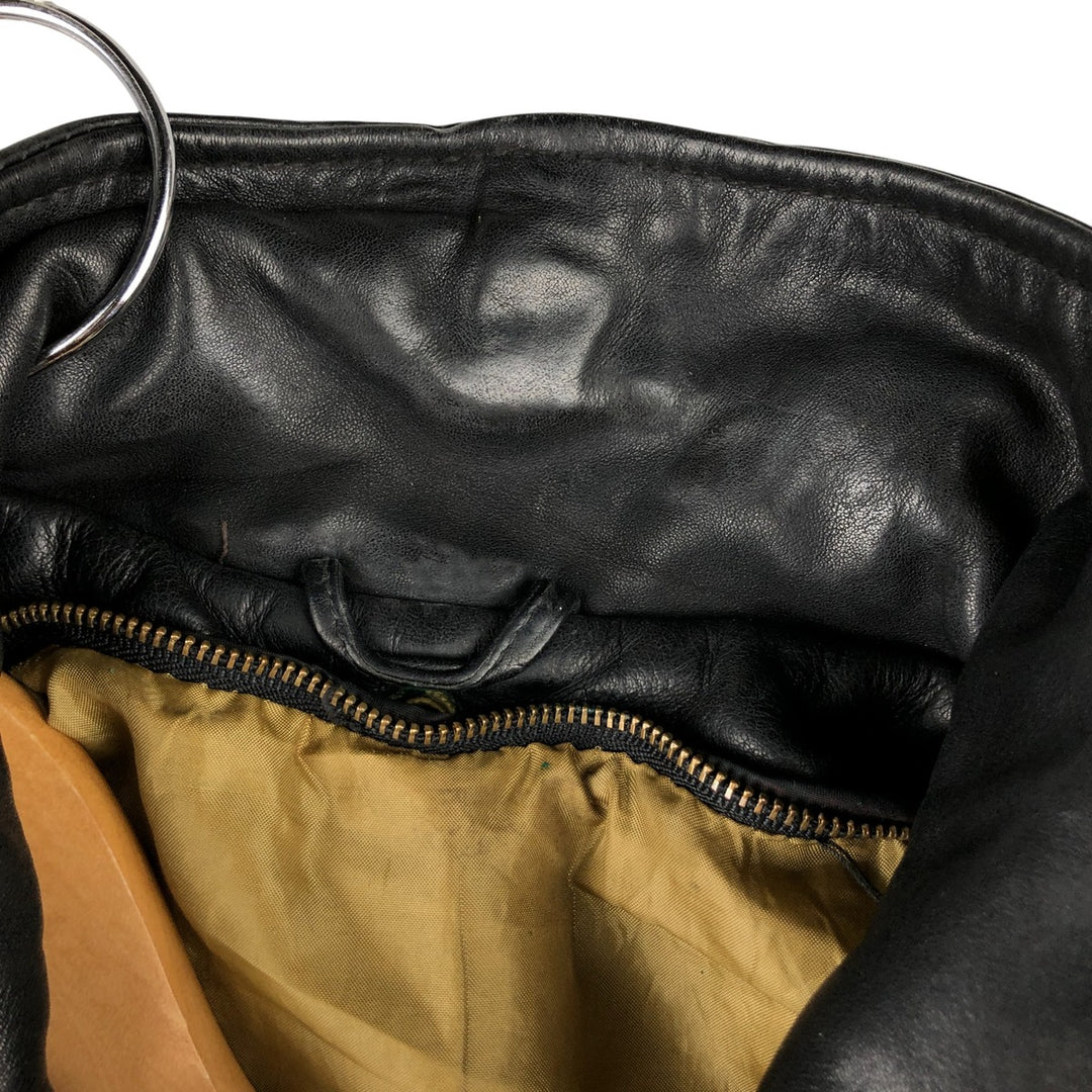 A-2 type leather flight jacket, men's size L Genuine Leather Cowhide black type Vintage Second Hand
