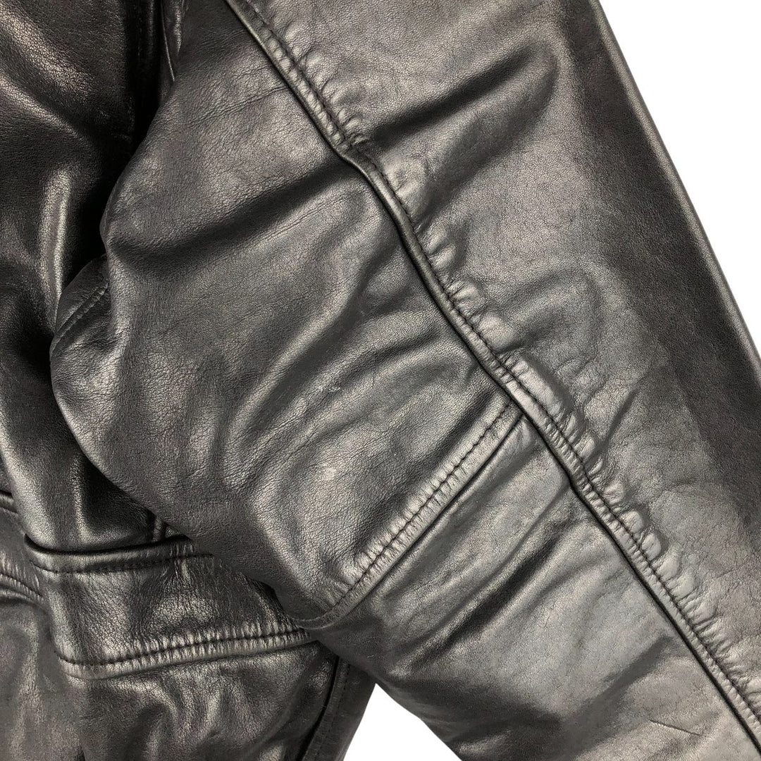 A-2 type leather flight jacket, men's size L Genuine Leather Cowhide black type Vintage Second Hand