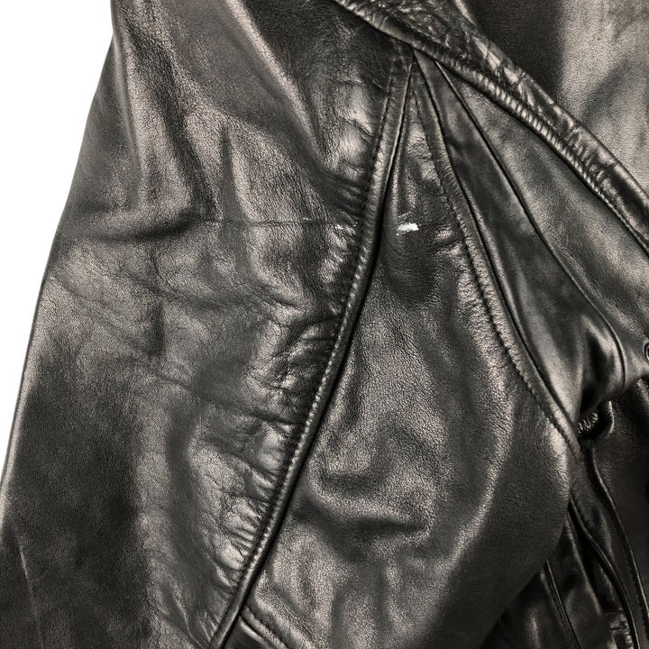 A-2 type leather flight jacket, men's size L Genuine Leather Cowhide black type Vintage Second Hand
