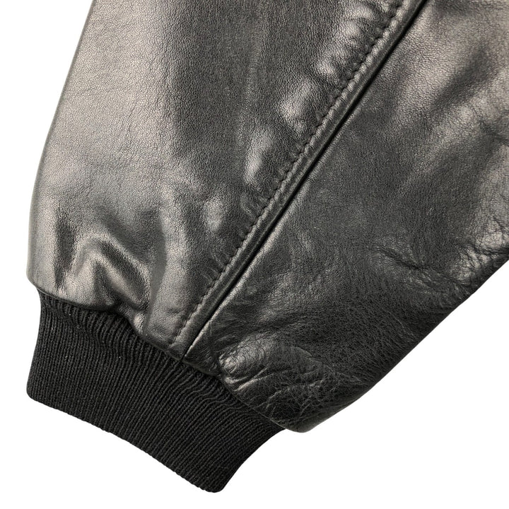A-2 type leather flight jacket, men's size L Genuine Leather Cowhide black type Vintage Second Hand