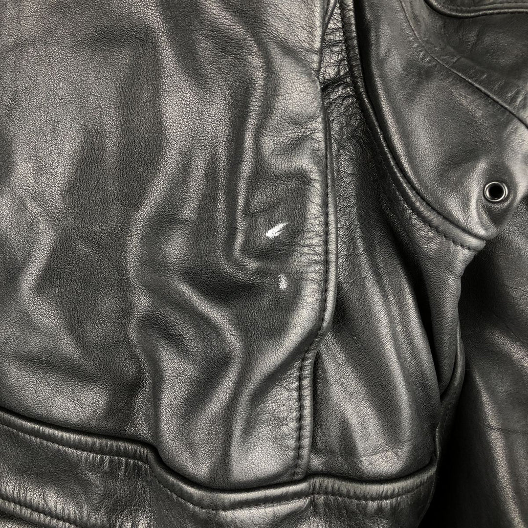 A-2 type leather flight jacket, men's size L Genuine Leather Cowhide black type Vintage Second Hand