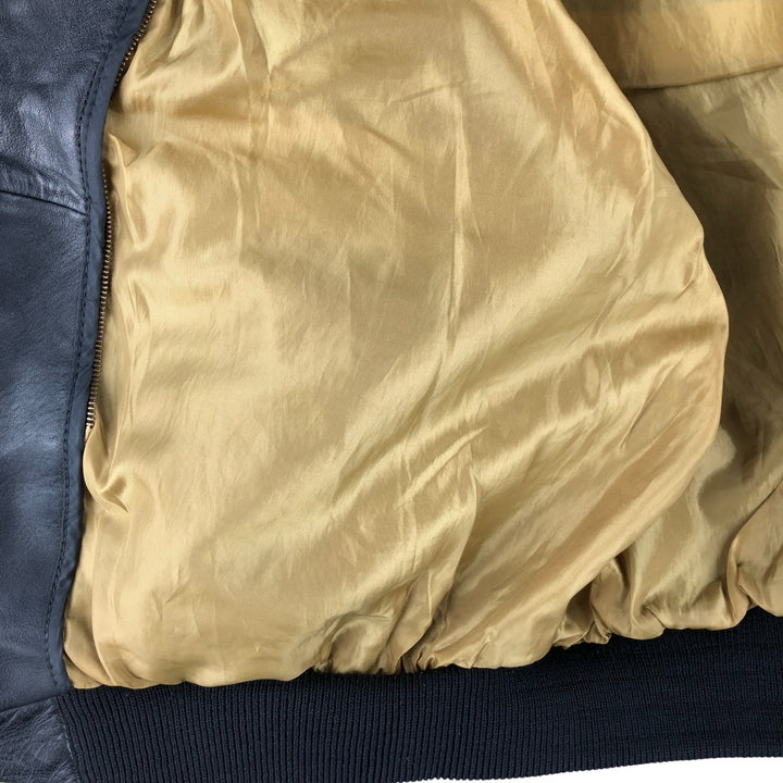 A-2 type leather flight jacket, men's size L Genuine Leather Cowhide black type Vintage Second Hand