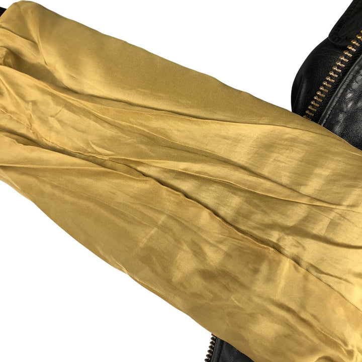 A-2 type leather flight jacket, men's size L Genuine Leather Cowhide black type Vintage Second Hand