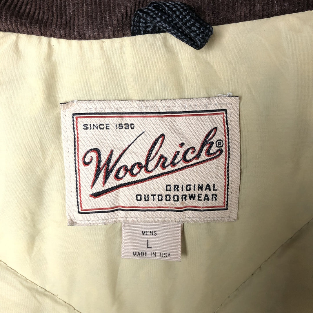 90'S WOOLRICH Down Jacket, Made in USA, Men's Size L, Vintage cotton black type Vintage Second Hand