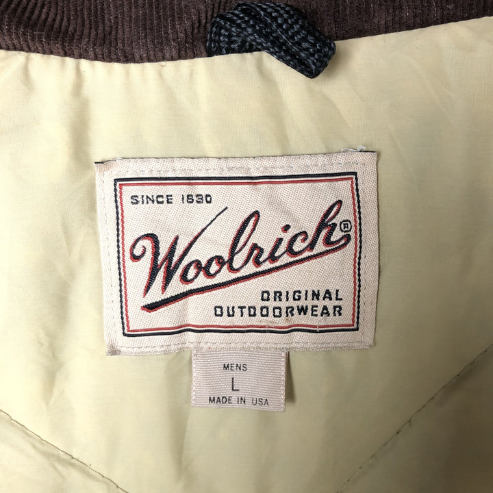 90'S WOOLRICH Down Jacket, Made in USA, Men's Size L, Vintage cotton black type Vintage Second Hand