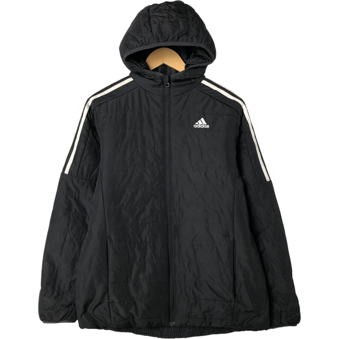 Adidas padded hoodie/puffer jacket, men's size XL recycled polyester black type Vintage Second Hand