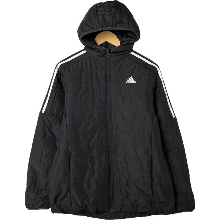 Adidas padded hoodie/puffer jacket, men's size XL recycled polyester black type Vintage Second Hand