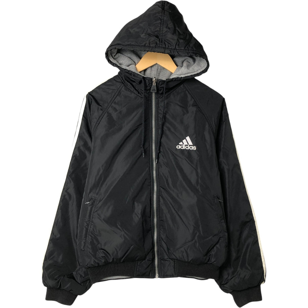 Vintage 90'S adidas reversible padded puffer jacket with back logo, size small, men's unclear black type Vintage Second Hand