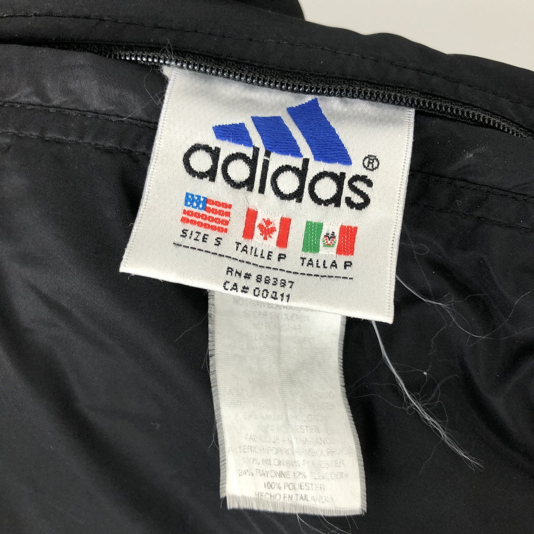 Vintage 90'S adidas reversible padded puffer jacket with back logo, size small, men's unclear black type Vintage Second Hand