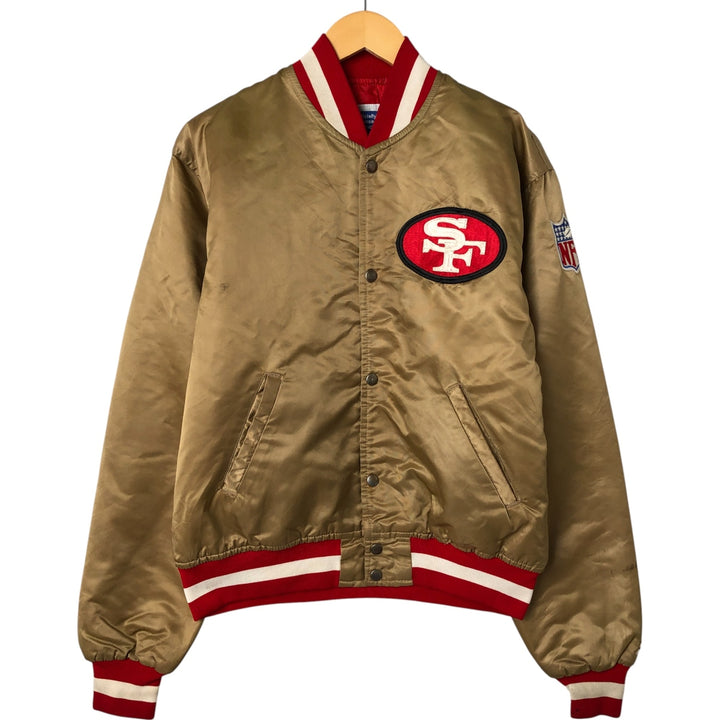 80s-90'S Starter NFL San Francisco 49ers Padded Nylon Stadium Jacket, Men's Size L Nylon Gold type Vintage Second Hand