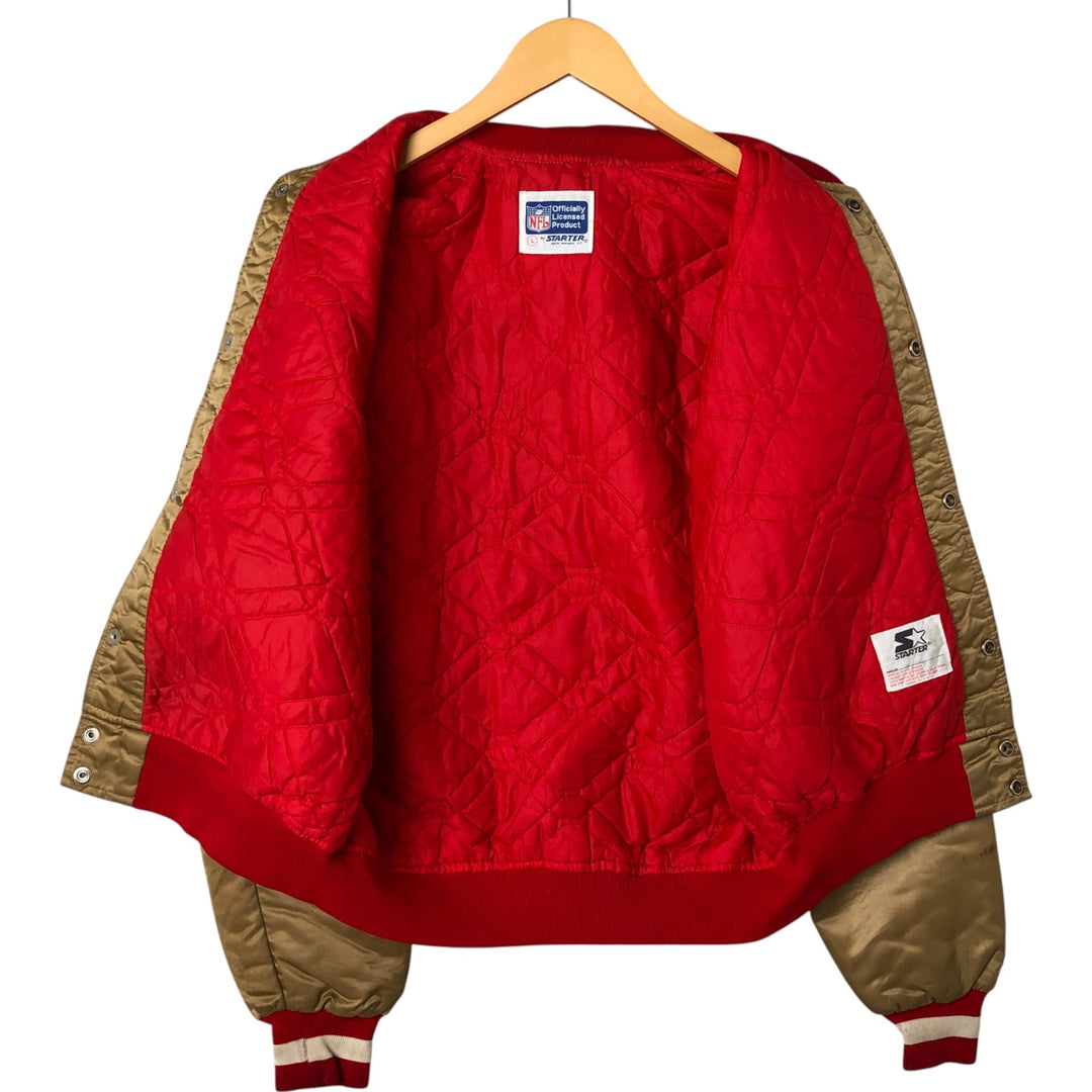 80s-90'S Starter NFL San Francisco 49ers Padded Nylon Stadium Jacket, Men's Size L Nylon Gold type Vintage Second Hand