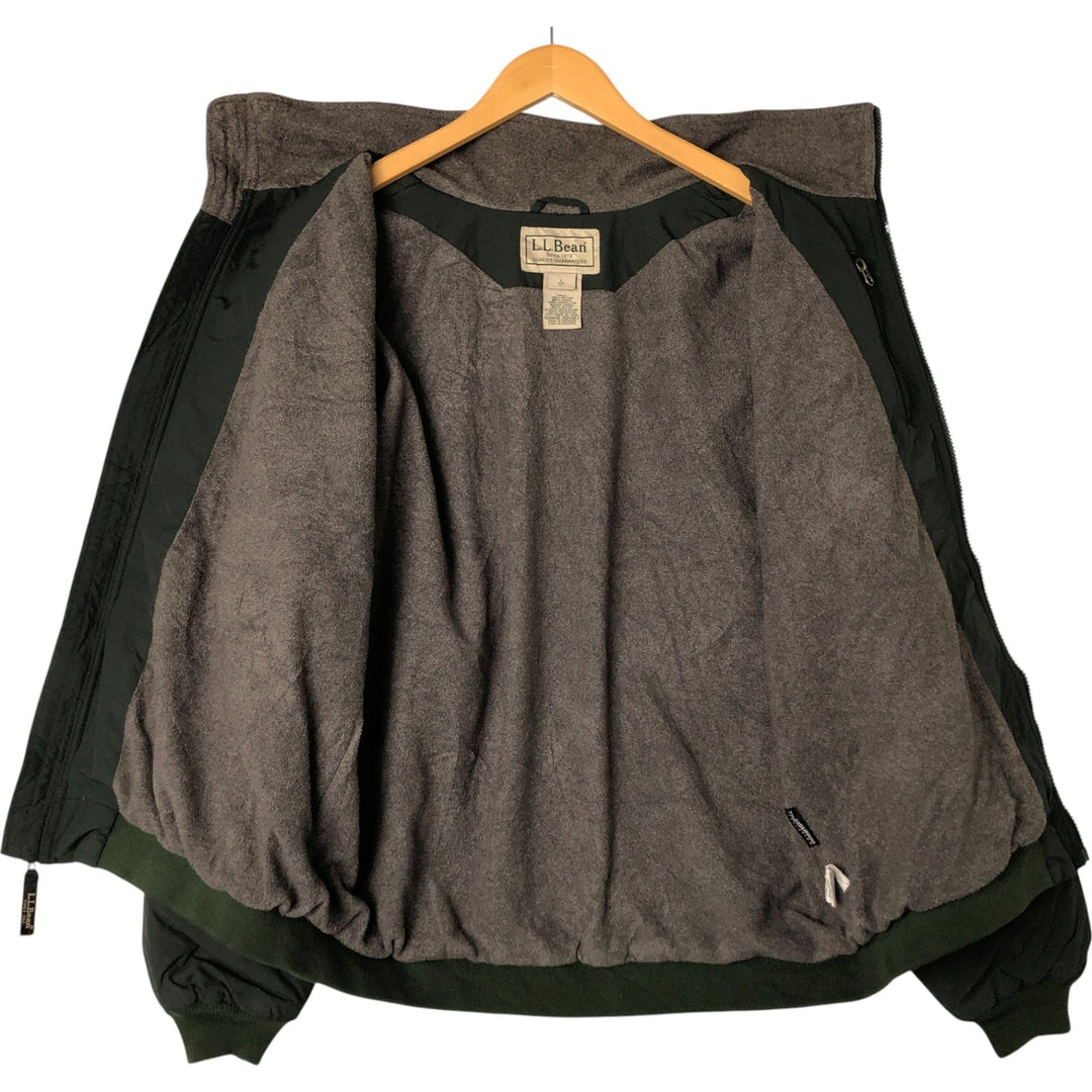 90s-00'S LLBean padded nylon blouson, men's size L Nylon Green type dark green Vintage Second Hand