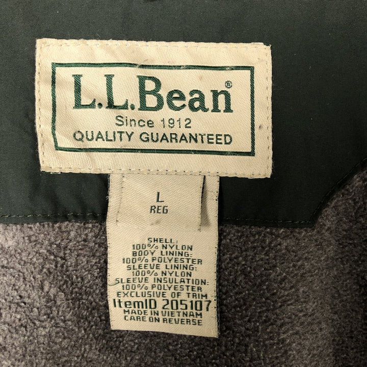 90s-00'S LLBean padded nylon blouson, men's size L Nylon Green type dark green Vintage Second Hand