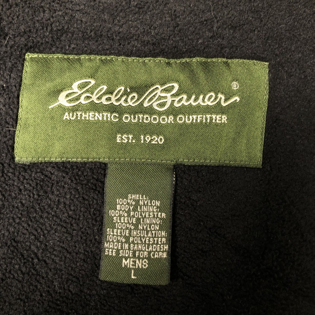 Eddie Bauer padded puffer jacket, men's size L Nylon Khaki type Vintage Second Hand