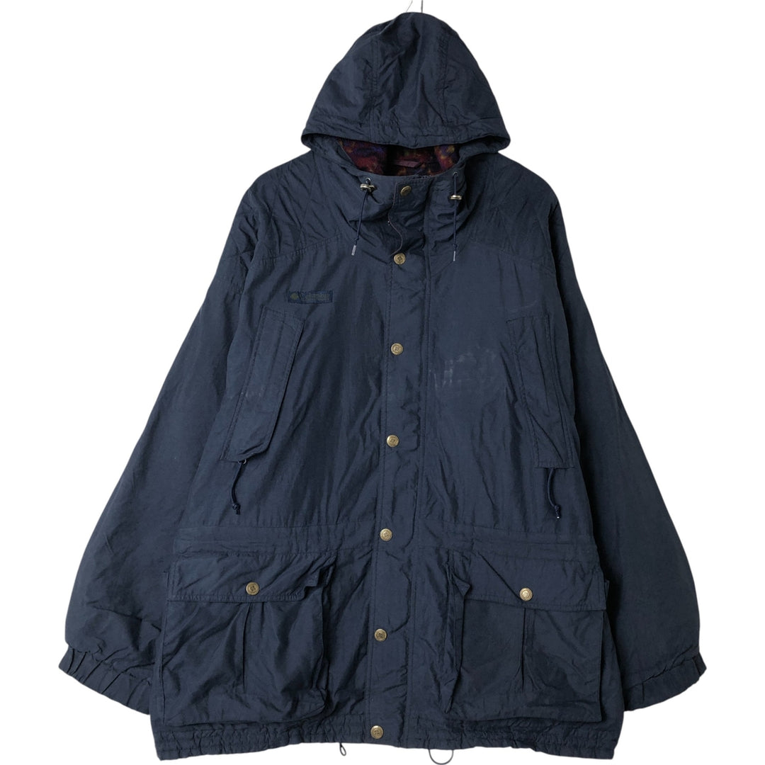 90'S Vintage Columbia White Tag Padded Parka Puffer Jacket, Men's Size L Nylon navy blue type Vintage Second Hand