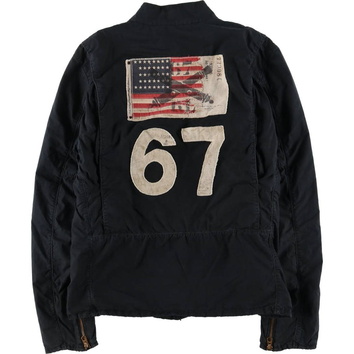 Ralph Lauren POLO JEANS COMPANY Stars and Stripes Pattern Stand Collar Cotton Jacket Riders Jacket Men's M Size cotton black type Vintage Second Hand