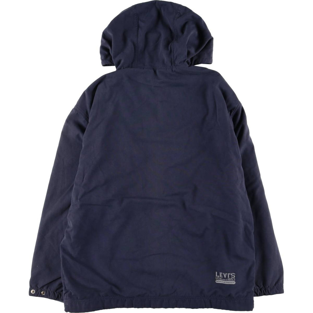90'S Levi's Back Print Hooded Half Zip Jacket Men's XL Vintage unclear navy blue type Vintage Second Hand