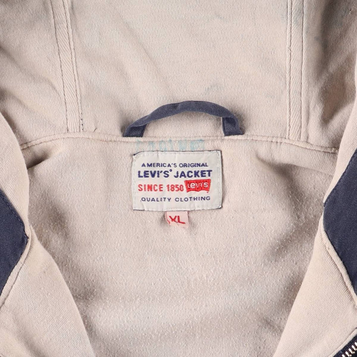 90'S Levi's Back Print Hooded Half Zip Jacket Men's XL Vintage unclear navy blue type Vintage Second Hand