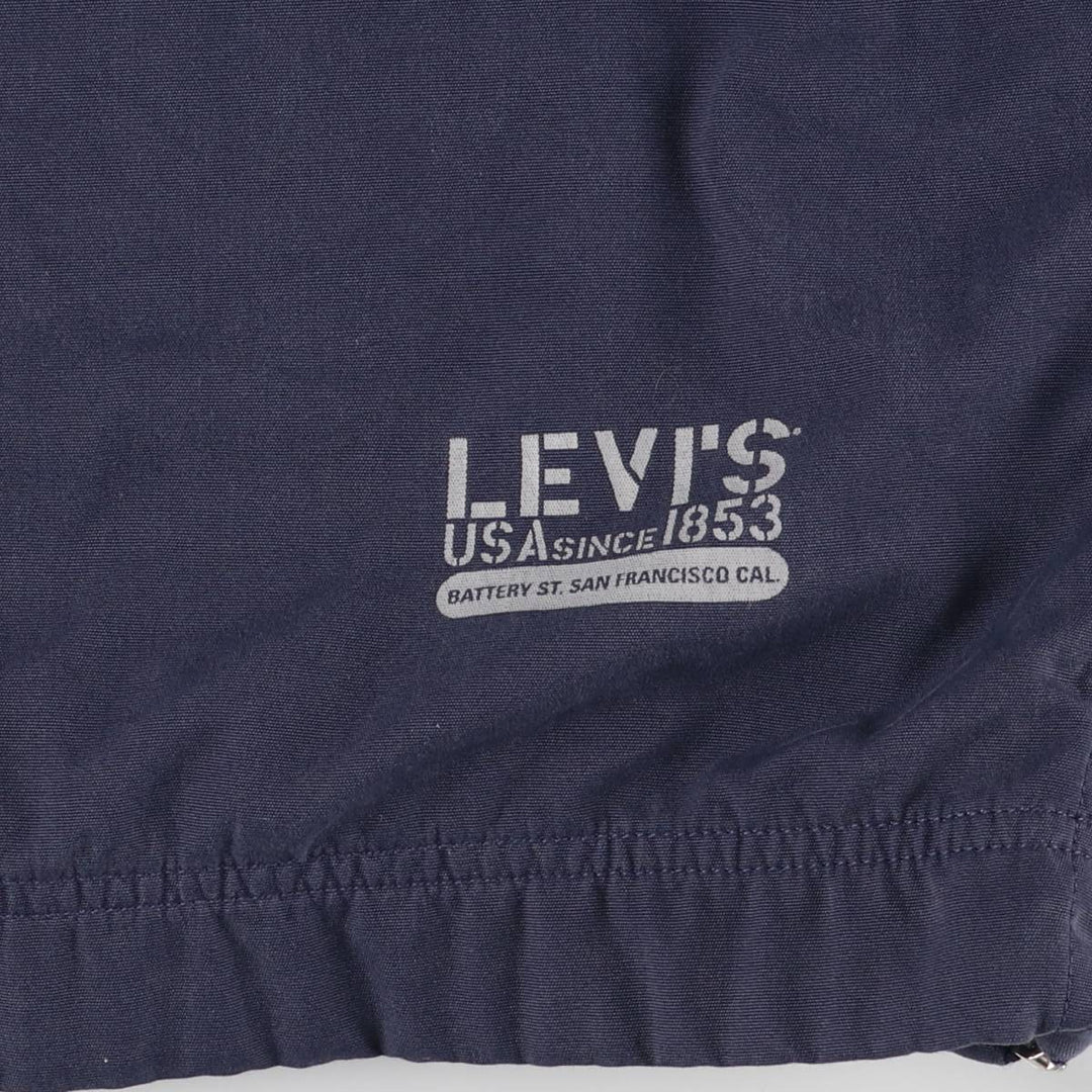 90'S Levi's Back Print Hooded Half Zip Jacket Men's XL Vintage unclear navy blue type Vintage Second Hand